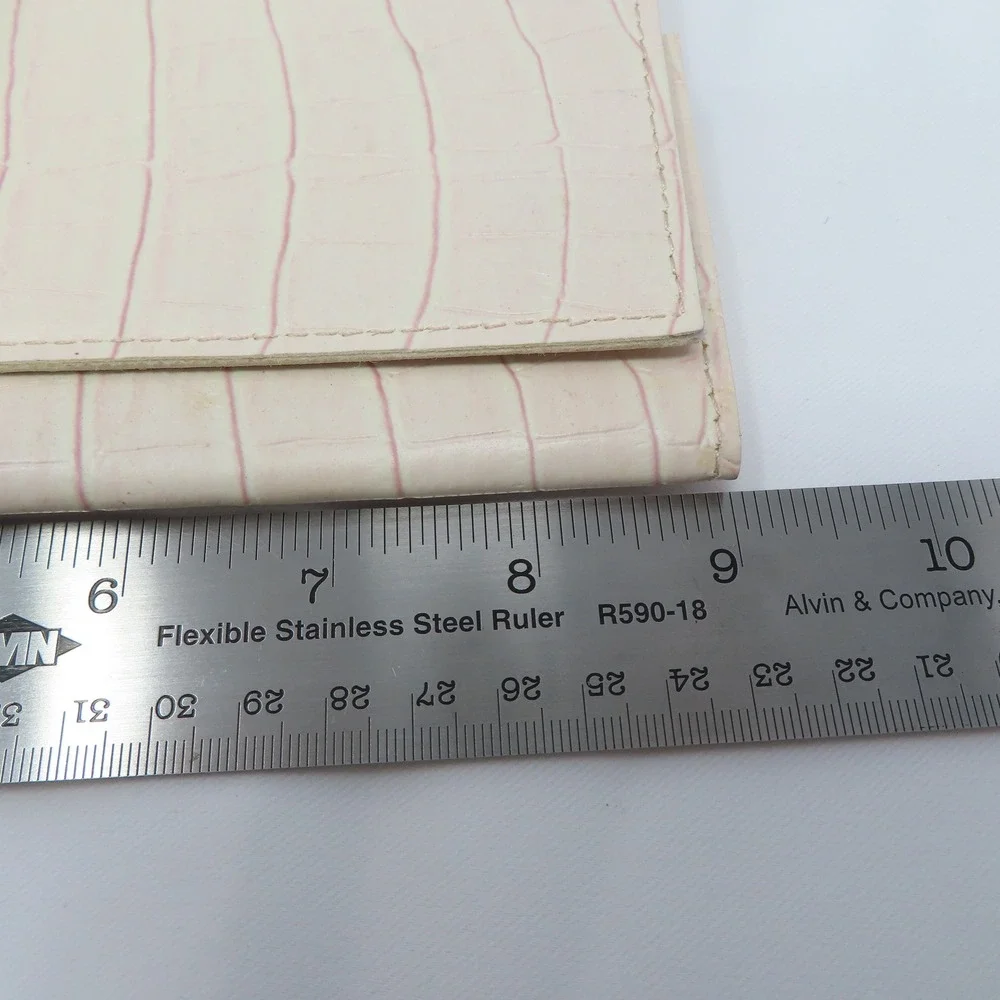 Tuscan‎ Designs Cream Croc Embossed Leather Jewelry Roll Travel Organizer Case